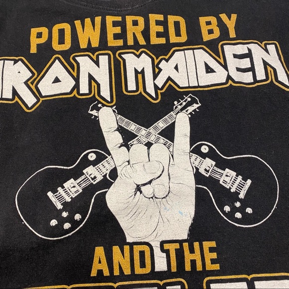Pittsburgh Steelers X Iron Maiden Vintage T Shirt Rock & Roll Football Gold - Picture 2 of 5
